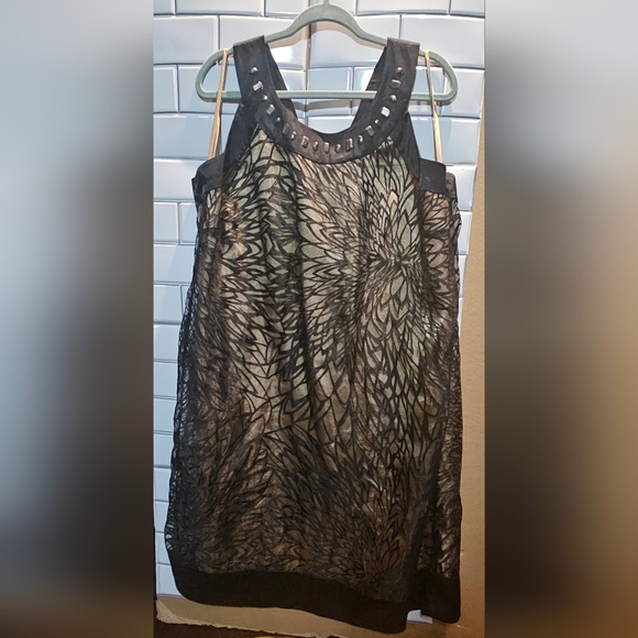 LANE BRYANT Plus Size 22w Shift Dress Black Gold Floral Sleeveless Sparkles - Picture 1 of 5